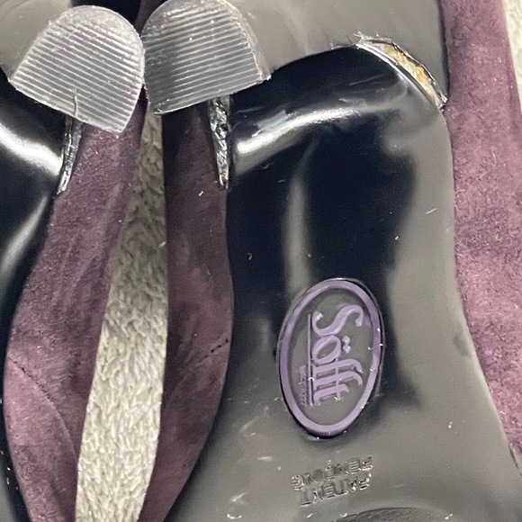 Sofft Purple Suede 3" Heels Leather Purple Suede Flower Von Maur Sz 6.5 - Picture 6 of 10